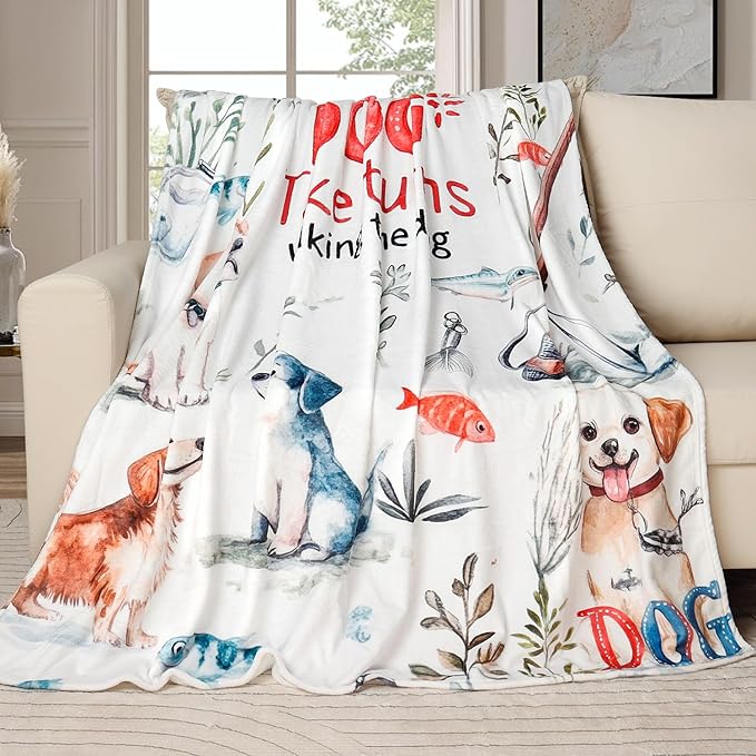Tupmnbry Dog Throw Blanket Cute Dog Animal Pattern Blanket Super Soft Flannel Fleece Blankets Lightweight Fluffy Plush Bed Blanket for Bedding Sofa and Travel 60"X80"