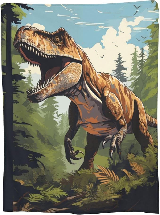 Dinosaur Blanket Gifts for Boys Kids Jurasssic Tyrannosaurus Dino Flannel Throw Blankets for Home Couch Bed Sofa Soft Fuzzy Lightweight Decor All Season 80x60 Inches