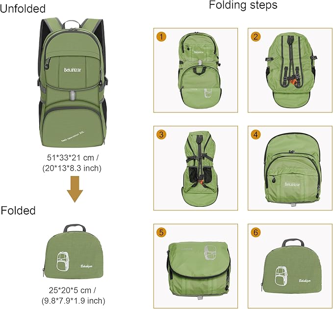 35L Lightweight Backpack Foldable Hiking Daypack Packable Travel Day Bag for Men Women Outdoor Walking Camping
