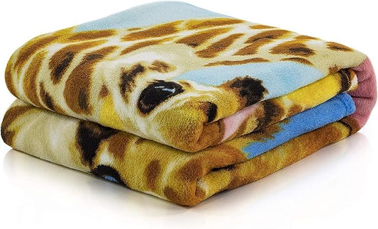 Dawhud Direct Selfie Giraffe Fleece Blanket for Bed, 50" x 60" Giraffe Fleece Throw Blanket for Women, Men and Kids - Super Soft Plush Giraffe Blanket Throw