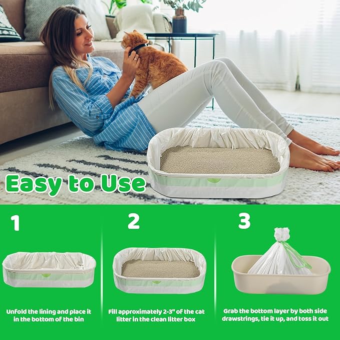 30 Litter Box Liners Jumbo 3MIL Thicken Cat Litter Bags Tear Resistant Litter Liners Heavy Duty Cat Pan Liners Extra Large Kitty Litter Box Bag Disposable Cat Supplies for Easy Cleanup 37" x 18"