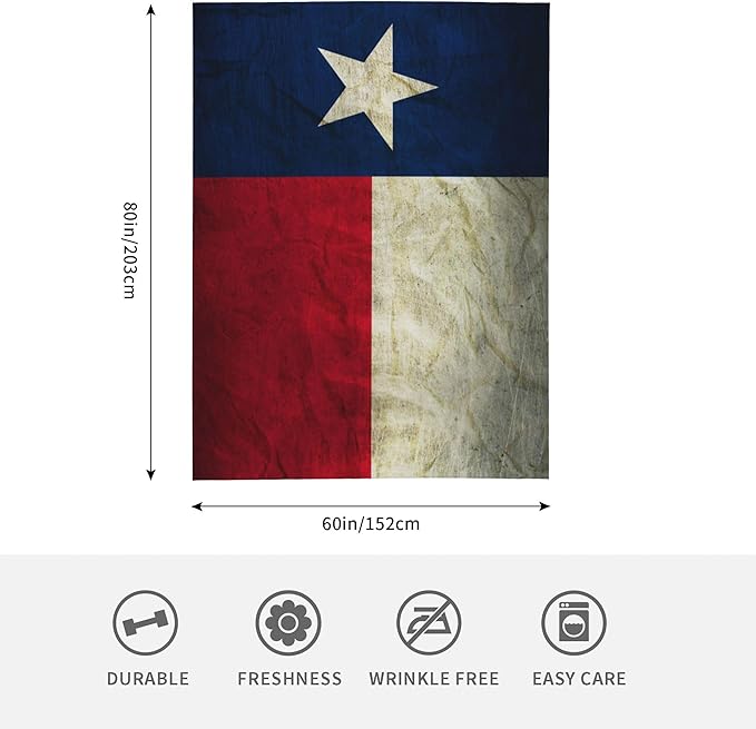 Texas Flag Soft Throw Blanket Flannel Fleece Blankets Warm Cozy Lightweight Fuzzy Blanket for Bed Sofa Couch Home Decor 80"X60"