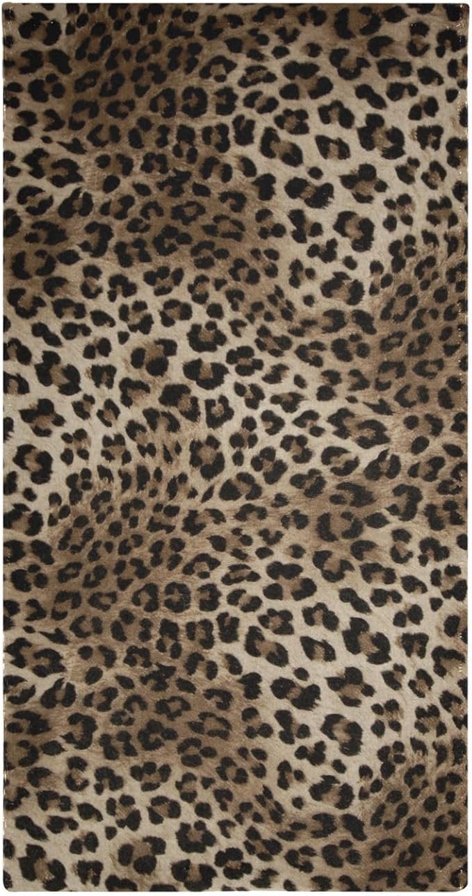 Brown Leopard Hand Towels for Bathroom,2 Pack Black Cheetah Kitchen Towels 14"x28" Soft Absorbent Wild Savannah Animal Print Bath Towels Decorative Bathroom Towels for Guest,Face,Shower,Gym