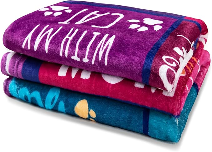 Cat Girl Blanket for Cat Moms 50X60 Just a Girl Who Loves Cats Soft Throw Blanket Christmas Cats Themed Gifts for Owners Girls