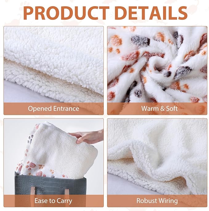 Peryiter 4 Pcs 24 x 22 Inch Cat Sleeping Bag Cat Puppy Bed Cave Kitty Sack Sleeping Bed Warm Soft Puppy Burrow Pad Sack Bag for Cats and Small Dog Cat Hideaways Pet Mat Paw Print