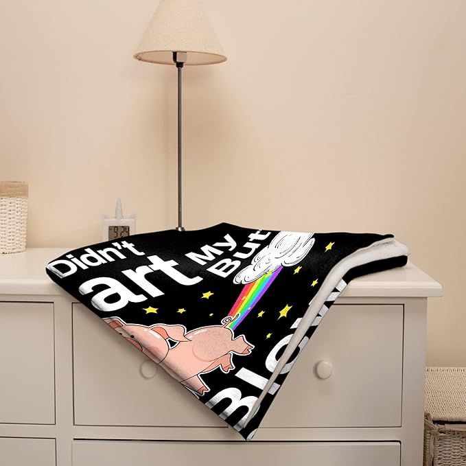 Custom Funny Pig Blanket Gift for Men Women, 90x120 Inches Soft Flannel Cozy Throws Blankets Funny Gift Idea for Adult Teen Kids Girls Boys Animals Pattern for Birthday Christmas Bed Sofa Couch
