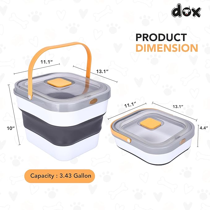 DDOXX Collapsible Dog Food Container - Durable Polypropylene with Clear Window & Sunken Lid - Ideal for Dogs and Cats Canned Food -Dog Food Bin - Mositure Free Pet Food Storage