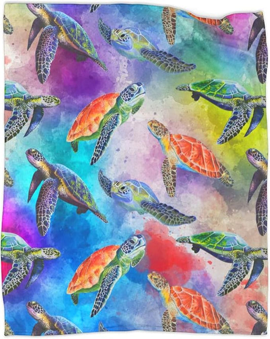 Ultra-Soft Microfiber Throw Blanket 350 GSM Fuzzy Fleece Blanket for Adults Kids Gift Couch, Sofa, Bed Turtle 60"x50"