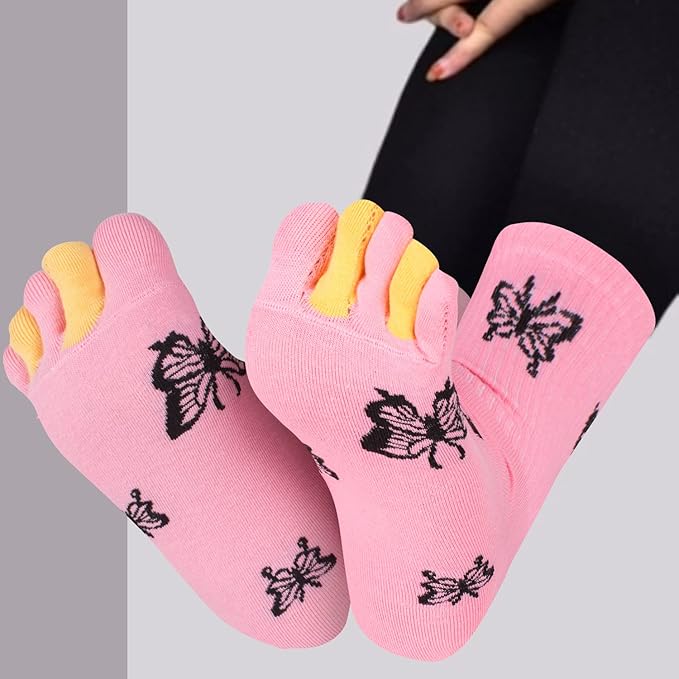 Benefeet Sox Toe Socks Women Men Cute Cat Five Finger Socks for Girls Colorful Cotton Ankle Athletic Running Socks with Toes