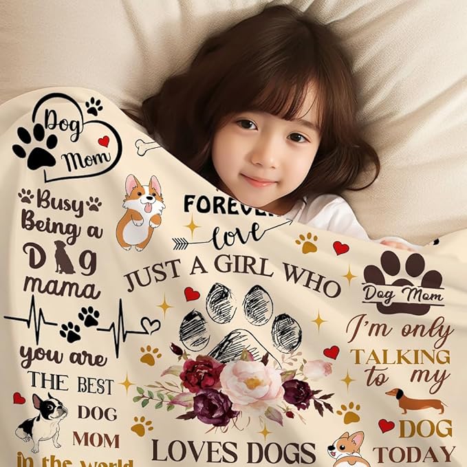Dog Gifts Blanket for Pet Owners, Lovers, Adults, Women, Girls - Cute Puppies Throw for Christmas, Thanksgiving - 60"X50"