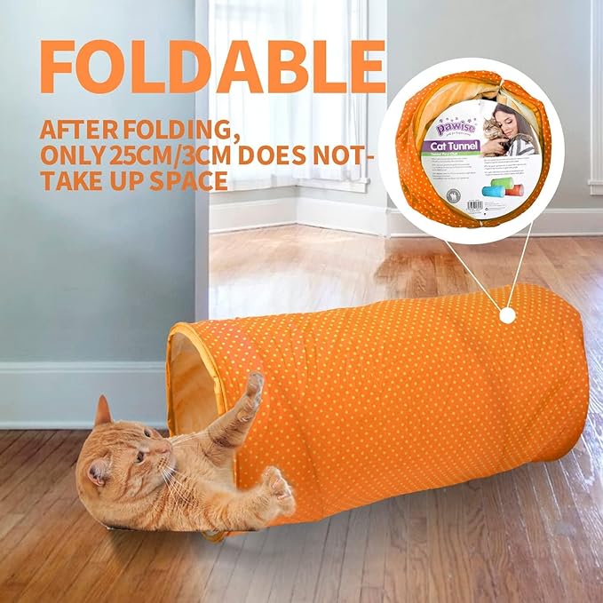 PAWISE Cat Tunnel Tube, Cat Toys Collapsible, Cat Play Tent Bed Indoor Pop-up Pet Tube Interactive Toy for Cat Puppy Kitten Rabbit (Color Random)(Tunnel)