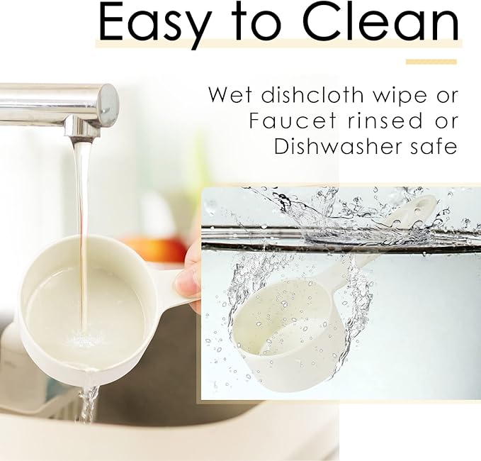 SUPERDESIGN 1/2 Cup Dog Food Scoop for Container Melamine Measuring Scoop for Dogs Cats Birds and Rabbits Pet Food Feeding Scoop Dishwasher Safe - White