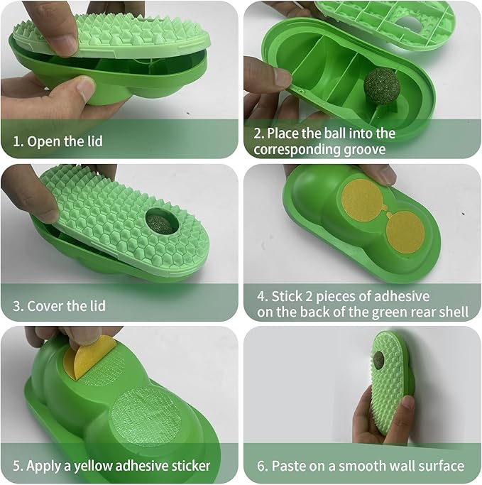 RZM 2 Pcs Catnip and Gall Fruit Ball Toys, Catnip Balls That Stick on Wall, Catnip Toys for Cats, Catnip Wall Balls for Cats Lick, Cat Self-Groomer and Face Scratcher for Indoor Cats, Cat Massage