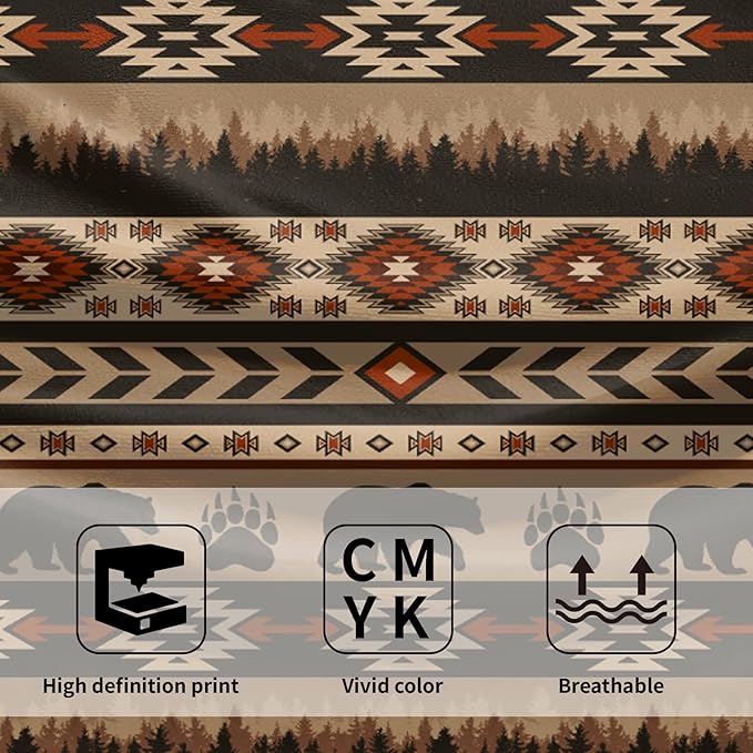 Brown Bear Forest Hand Towels Set of 2 Ethnic Tribe Soft Absorbent Decorative Fingertip Towels for Bathroom Home Kitchen Hotel Spa Gym