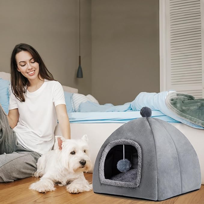 Cat Bed Cave for Indoor, Suitable for Cat Dome Bed, Hideaway Bed for Indoor Cats with Removable Mattress for Kittens.Cat Tent House for Dual Use (XL:17"x17")