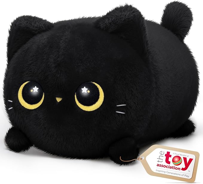 Black Cat Plush, Cute Cat Plushies Toy, Soft Kitten Plushie Cuddle Pillow, Anime Plushie Doll, Cute Stuff Toys Gift for Girls, Boys and Males (8 Inch)