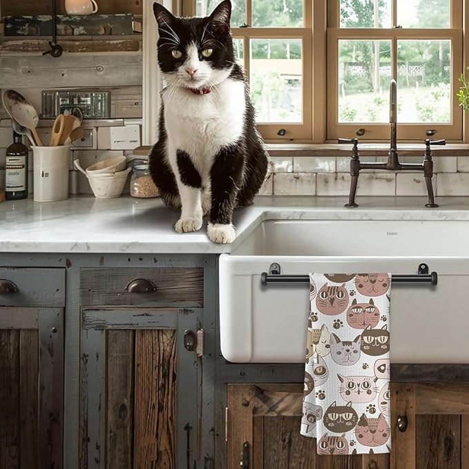 Cat Towels,Cat Hand Towel,Cat Kitchen Towels,Cat Dish Towels,Cat Kitchen Accessories,Cute Dish Towels For Kitchen,Cat Gifts for Women,Funny Kitchen Towels,Cat Mom Gifts-Gifts For Cat Lovers For Women