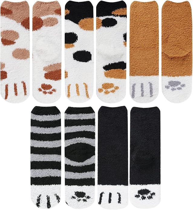 Benefeet Sox Cute Animal Fuzzy Socks for Women Girls Funny 3D Animal Cozy Socks Fluffy Slipper Socks Plush Comfy Soft Socks
