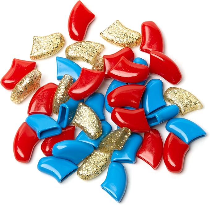 Soft Claws Nail Caps for Dogs with Non-Slip Design Made in USA - 40 Dog Nail Covers for Long-Lasting Protection of Floors and Furniture - Fourth of July (Red, Blue & Gold Sparkle), XXL