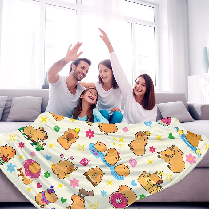 Capybara Blanket Soft Cozy Warmth Flanne Capybaras Throw Blankets Bedding Decor for Capybara Lovers Kids Girls Women Adults 50"x40"