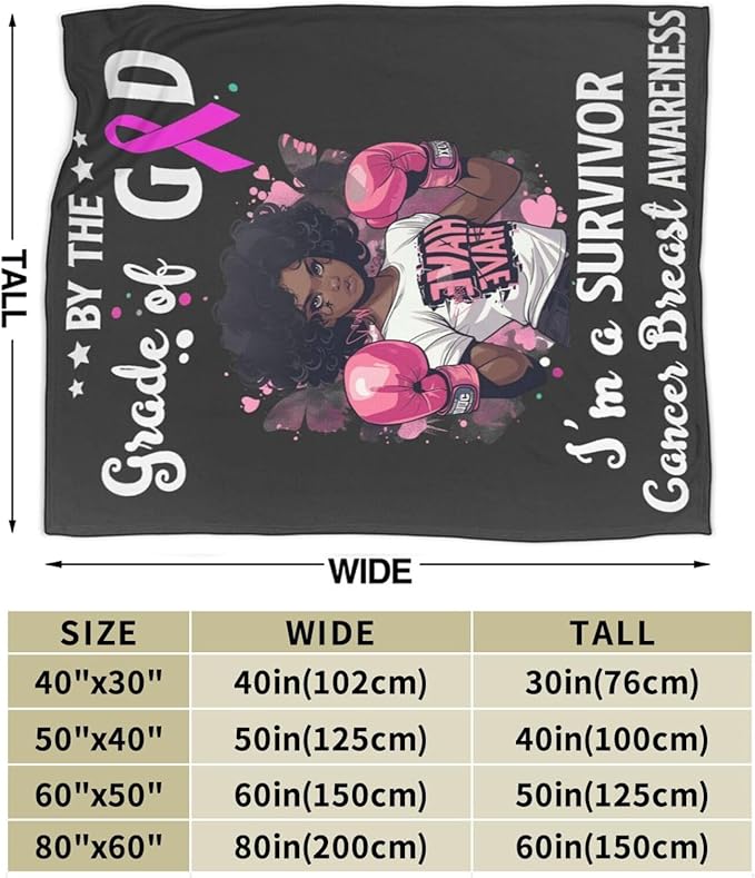 Breast Cancer Blanket Healing Throw Blanket Breast Cancer Chemo Decor Stuff Merch Cozy Print Flannel Fleece Soft Plush Fuzzy Warm Lightweight Bedding Breast Cancer Awareness Gifts for Women 50"X40"