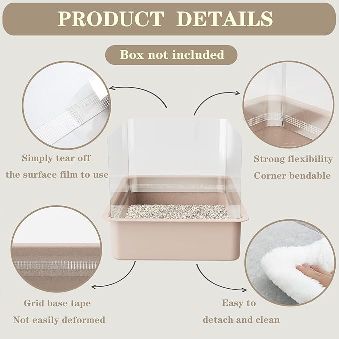 8Pcs Cat Litter Box Pee Shields Litter Box Shields Litter Box Splash Guard for Open Top Litter Box Litter Box Privacy Screen Transparent Easy Clean -Litter Box Not Included