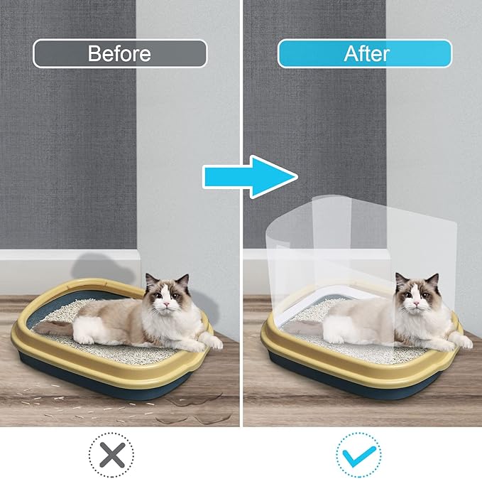 6 Pcs Cat Litter Box Splash Guard Pee Shields - Anti-Splashing Reusable High Sided Litter Box High Wall Cat Toilet Training Kit for Open Top Litter Pan (Litter Box Not Included)