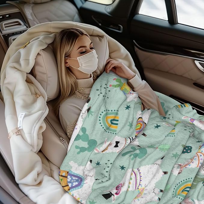 Llamas Blanket Throw Blanket for Bed Soft Cozy Fluffy Couch Blankets Fleece Blanket Throw Gifts for Women Men Girls Boys 50"x40"
