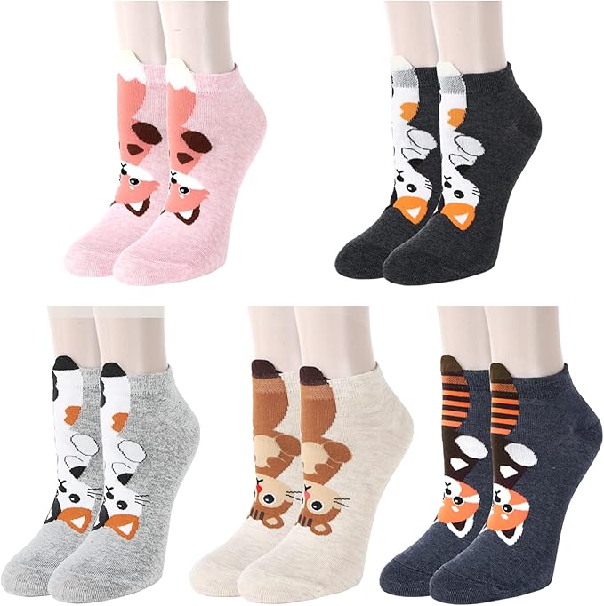 Benefeet Sox Cute Ankle Socks for Women Girls Novelty Patterned Low Cut Cotton Casual Socks Fun Colorful Summer Short Socks