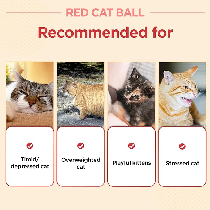 JAYU PET Red Cat Ball - Catnip Inside Cat Toy, Handmade Silvervine Ball Toys, Cat Toys for Indoor Cats, Interactive Matatabi Cat Ball Toy, Feline Kitten Toys, Cat Gifts (2.7 inch)