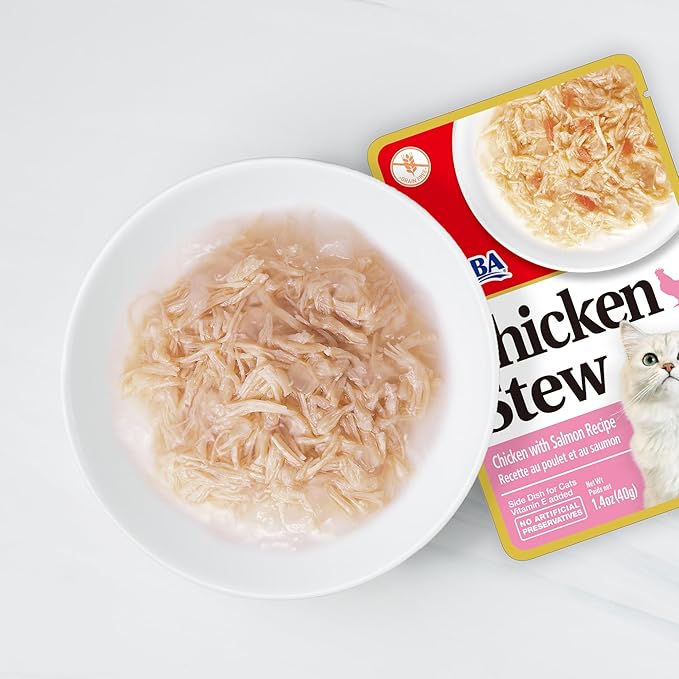 INABA Chicken Stew Side Dish/Complement/Dry Cat Food Topper/Treat for Cats with Vitamin E, Eight 1.4 Ounce Pouches