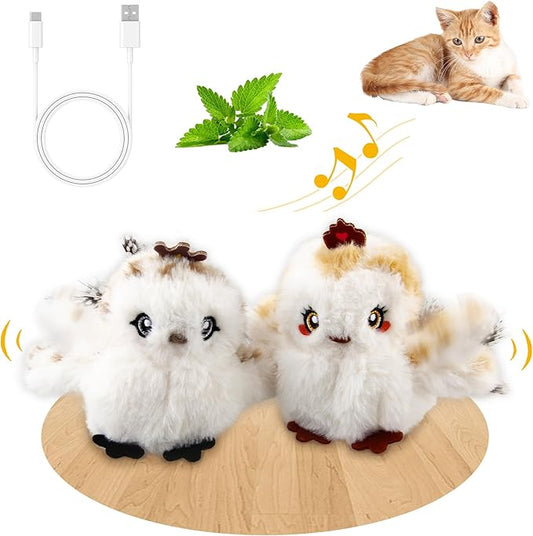 Gigwi Interactive Flapping Cat Toys Catnip, Electronic Flappy Toys Motion Activated, Automatic Cat Toys for Indoor Cats, USB Rechargeable Cat Enrichment Toy for Hunting and Kicker, Birds Couple