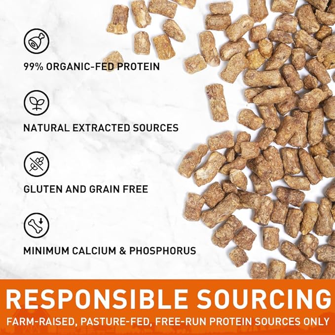 PURPOSE Freeze Dried Raw Cat Food, Grain Free Dry Cat Food, Complete Balanced Meal or Topper, Protein Rich Cat Food for All Breeds and Life Stages, Pure Chicken Recipe Mini Nibs Entrée, 9 oz, USA Made