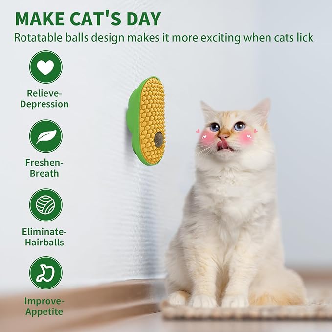 RZM 2 Pcs Catnip and Gall Fruit Ball Toys, Catnip Balls That Stick on Wall, Catnip Toys for Cats, Catnip Wall Balls for Cats Lick, Cat Self-Groomer and Face Scratcher for Indoor Cats, Cat Massage