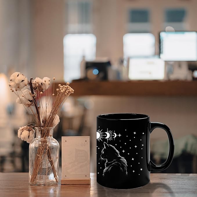 Black Cat Mug - Cat Lover Gifts For Women, Funny Goth Coffee Mug - Witchy Gifts For Women & Goths (11Oz)