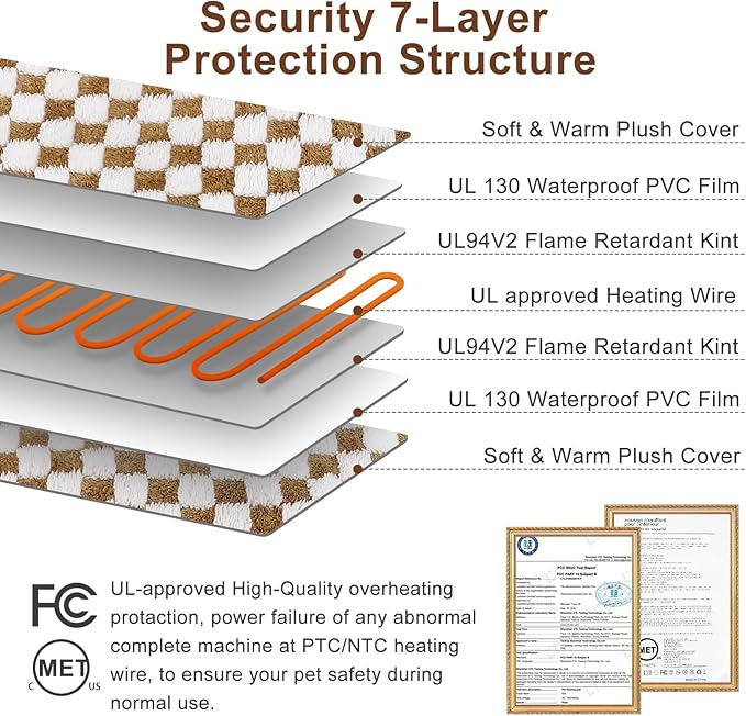 MIXJOY Heated Cat Bed, 11 Adjustable Temperature Cat Heating Pad Indoor with Timer, Pet Heating Pad for Cats Dogs, Electric Dog Heating Pad with Washable Cover, Heated Pet bed-18''x16'', Small