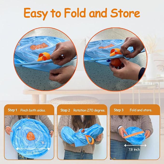 Migipaws Interactive Cat Ball Toy Set, Fun Tracker, Glowing Chase Ball with MystiChaser Pouch, Fluffy Tail, A Small Mice (Orange)