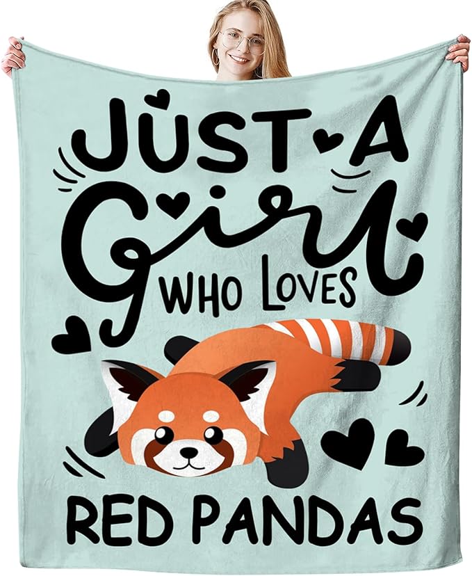 Red Panda Blanket Soft Cozy Warmth Flannel Red Panda Throw Blankets Just A Girl Who Loves Red Panda Blankets Bedding Decor for Red Panda Lover Girls Women Adults Gifts 50"x40"