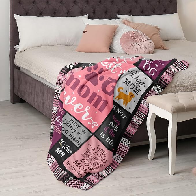 Dog Mom Gifts for Women Blanket 60"x50", Christmas Mothers Day Birthday Gifts for Dog Lover/Lovers/Owner Women