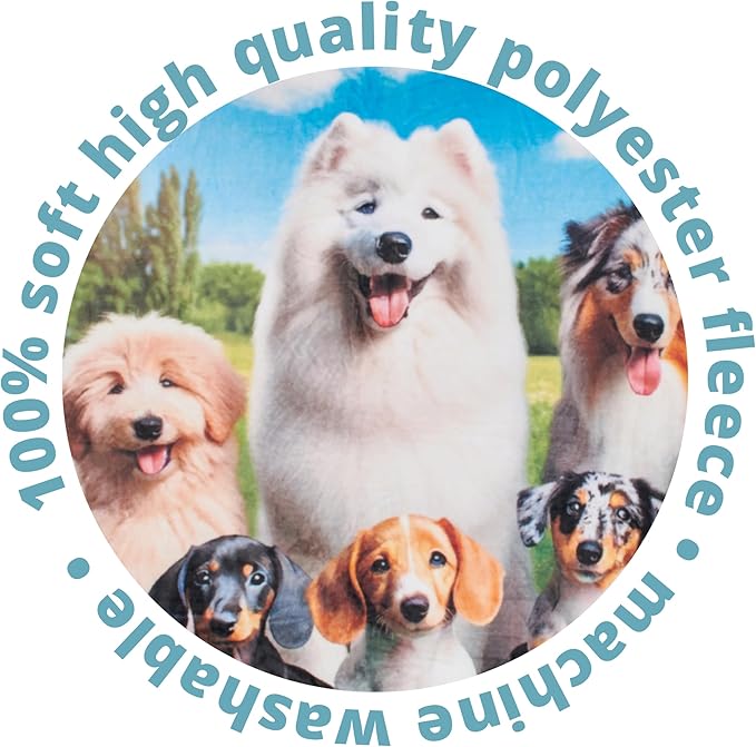 Dawhud Direct Adorable Puppy Fleece Blanket - Soft Plush, Cozy Throw for Kids and Adults, Colorful Blanket with Cute Puppies Print, Ideal for Beds, Couches, and Travel - 60 x 50 Inches