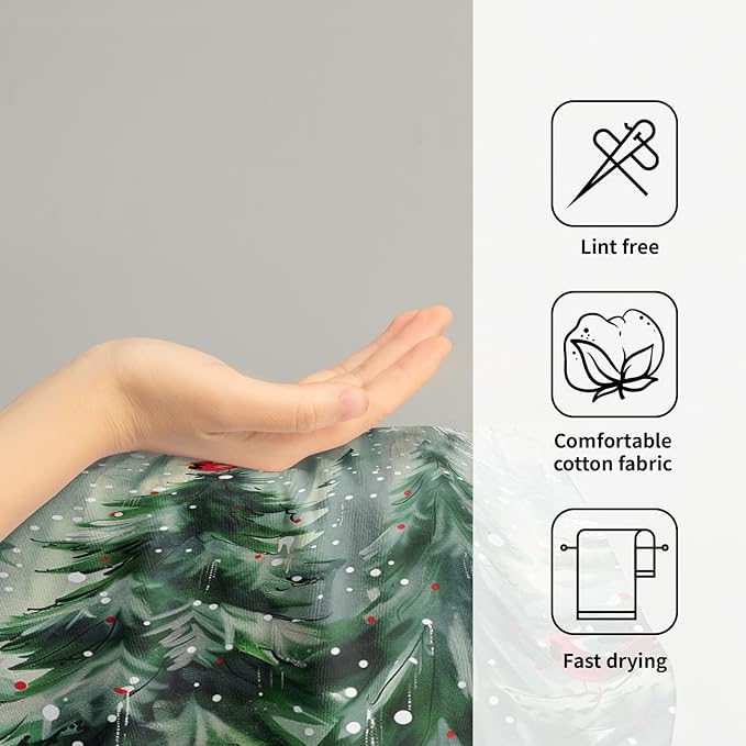 Winter Pine Tree Hand Towels Set of 2 Red Bird Decorative Bath Towel Soft Highly Absorbent Kitchen Tea Dish Towels for Bathroom Spa Gym