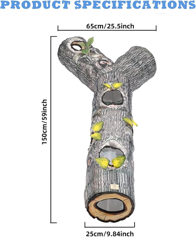 Cat Tunnels for Indoor Cats, Cat Tunnel Bed Toy, Cat Stuff Accessories for Large Cats Kitten and Other Small Animals to Chase and Play, Foldable & Easy to Store, Cat Tube Toys L 59"