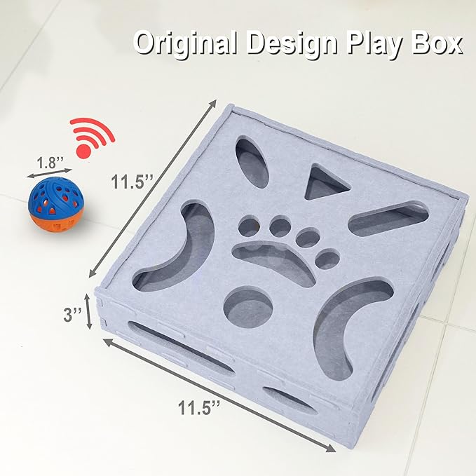 Cat Puzzle Toy, Interactive Cat Toys for Indoor Cats, Kittern Ball Toy with Soft Felt Maze Game Puzzle Box