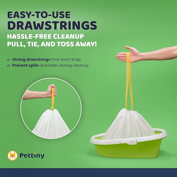 20 XL Cat Litter Box Liners with Drawstrings - Scratch Resistant Cat Litter Bags for an Extra Large Litter Pan