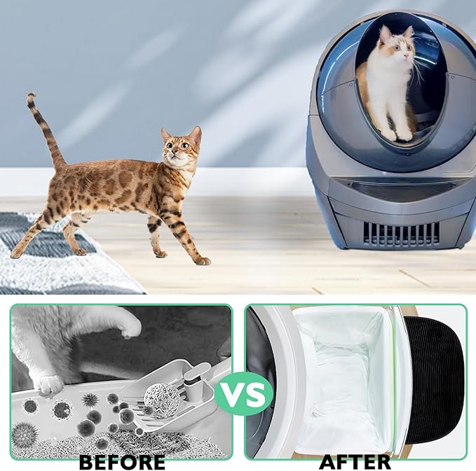 100 Pack Cat Litter Box Liner Bags Compatible with Litter Box Robot 4 and 3 Automatic Cat Litter Box, Thick Heavy Duty Drawstring Self-cleaning Litter Box Waste Drawer Liners, 9-11 Gallons Trash Bags