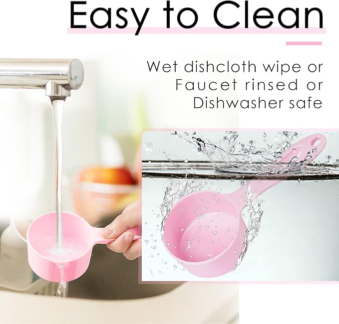 SUPERDESIGN 1/2 Cup Dog Food Scoop for Container Melamine Measuring Scoop for Dogs Cats Birds and Rabbits Pet Food Feeding Scoop Dishwasher Safe - Baby Pink