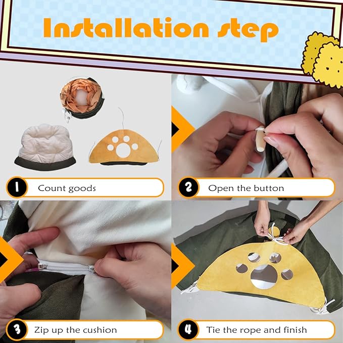 2-in-1 Collapsible Cat Tunnel for Indoor Cat Bed and Hideout for Pet Dog Rabbit Bunny Ferret Tunnel Tubes Toys with Removable Washable Mat, Cat Tower Wheel Stuff