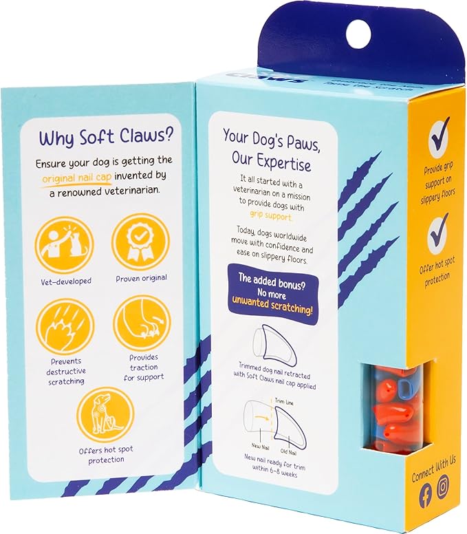 Soft Claws Canine 40-Pack Summer Colors Dog Nail Caps Kit, Small, Red and Blue