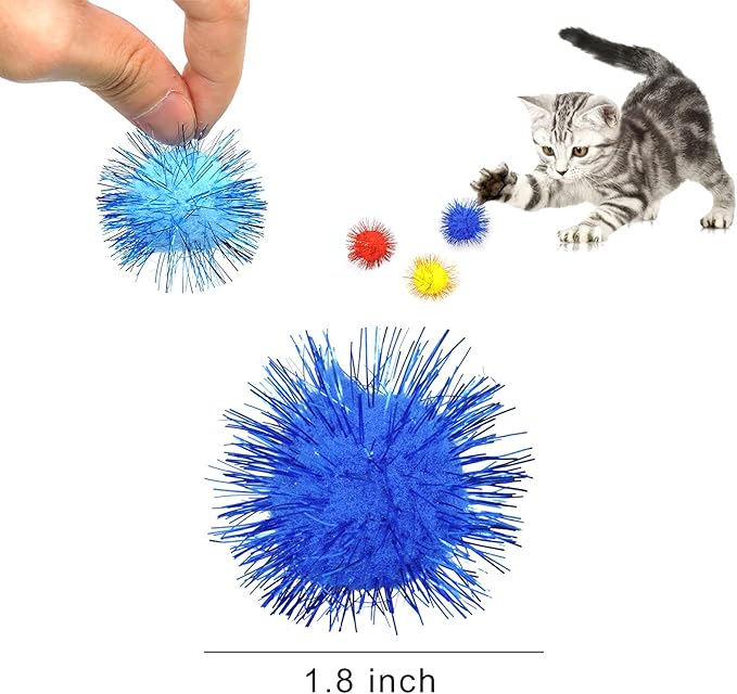 Andiker Cat Crinkle Balls, 2.36 Inches Colorful Cat Balls Chew and Chase Cat Mylar Crinkle Balls Lightweight Cat Toys for Indoor Cats Kitten to Keep Fit and Active (100pc)