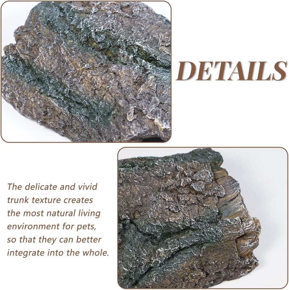 fazhongfa Reptile Hide Tree Trunk Lizard Snake Gecko Axolotl Spider Turtles Bearded Dragon Tank Accessories Large Hollow Log for Aquarium or Fish Tank Resin Wood Decorations Ornament